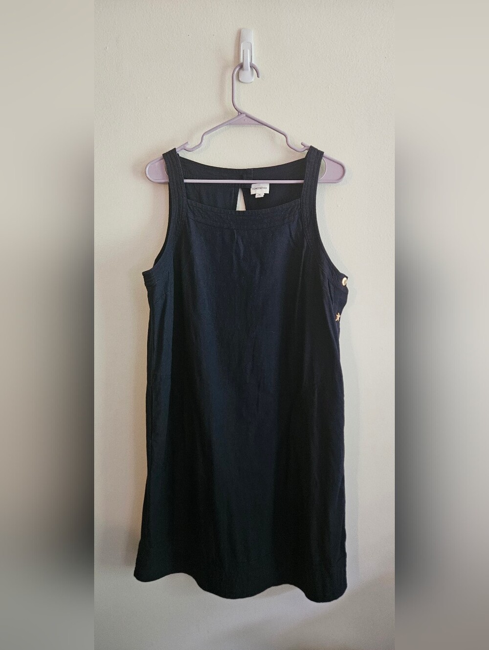 Navy Blue Linen Dress, Coastal, Beach, Vacation, Cruise, Wedding Guest, Elegant